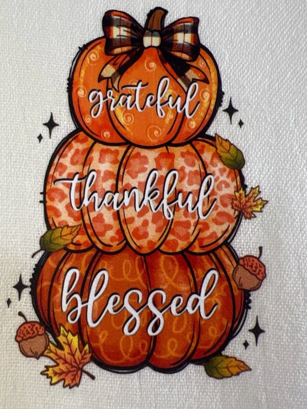 Grateful Thankful Blessed Pumpkin Kitchen Towel Fall Thanksgiving Decor